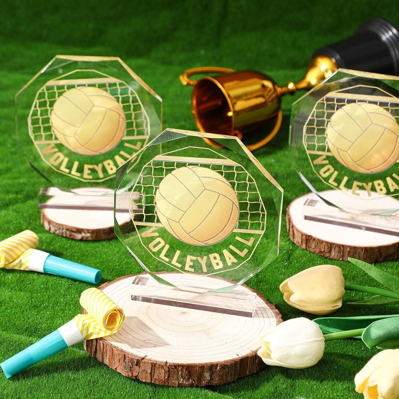 Anglechic 6 Pack Sports Trophy Acrylic Award Medals 4.72 x 4.72 Inch Sports Contest Trophies Bulk Plaques Team Prize Gift Trophies for Competition - Image 4